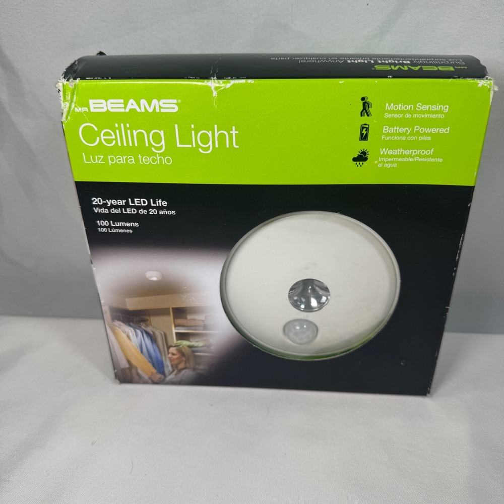 Mr Beams MB980 Wireless Motion Sensing LED Ceiling Light 100 Lumens White